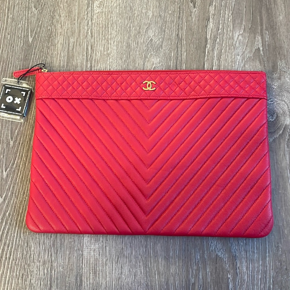 Authentic Chanel large Chevron Pouch